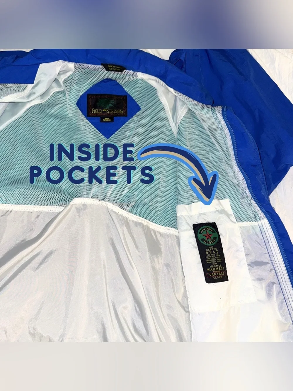Field & Stream‎ Colorblock Windbreaker Jacket - Teal & Royal Blue Size Medium